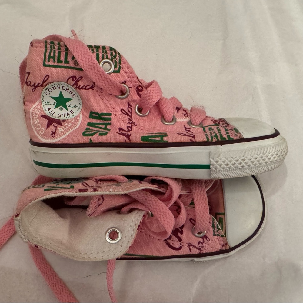 Converse Kids Pink Sneakers with Green Details